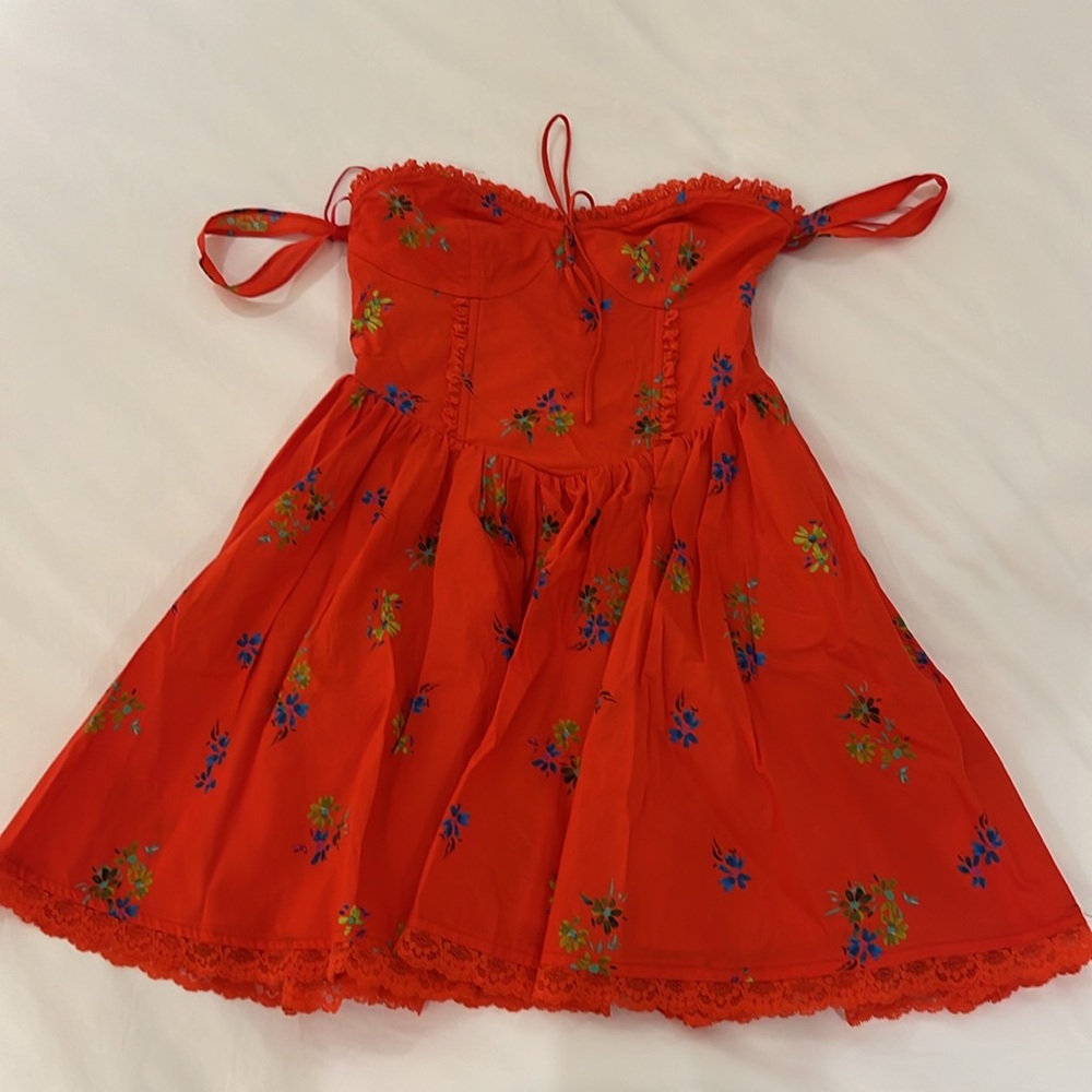 Nasty Gal Ditsy Red Floral Milkmaid Dress - Picture 2 of 15